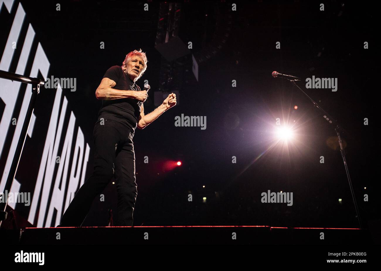 AMSTERDAM - Pink Floyd icon Roger Waters during a performance in the Ziggo Dome. ANP EVA PLEVIER netherlands out - belgium out Stock Photo