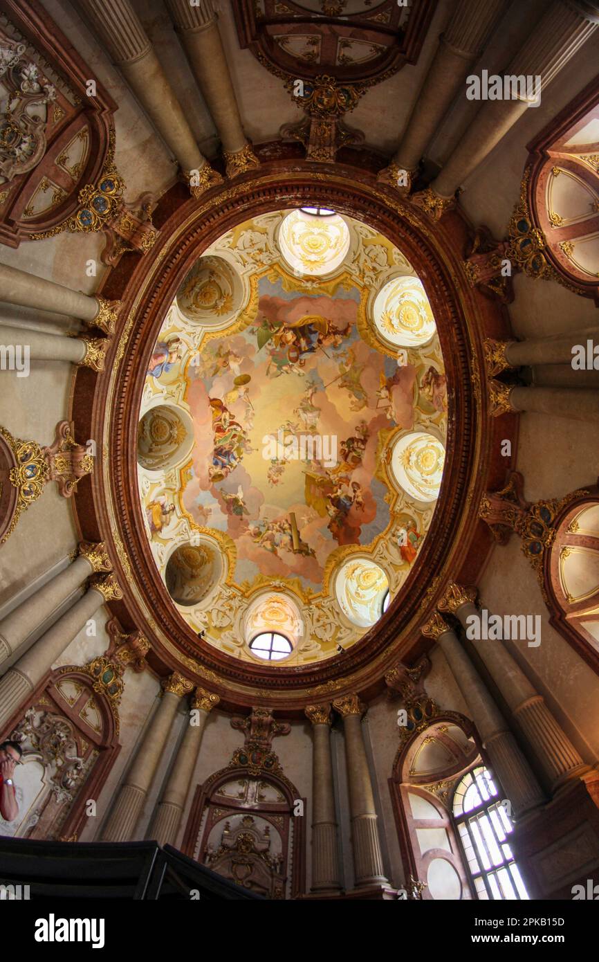 Beautiful baroque ceiling and cupola in the Klosterneuburg Monastery near Vienna, Austria Stock Photo