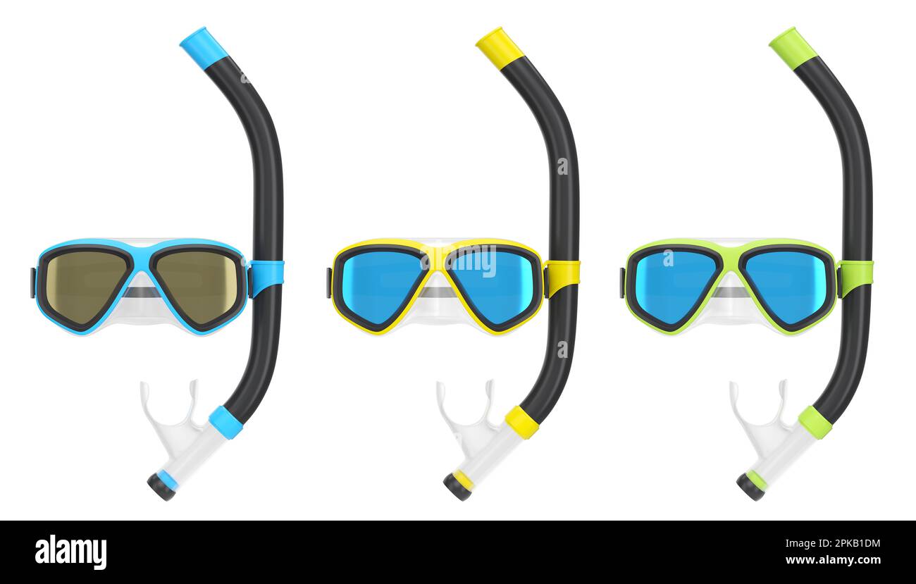 Set of diving mask and snorkel for summer holidays and snorkeling on ...