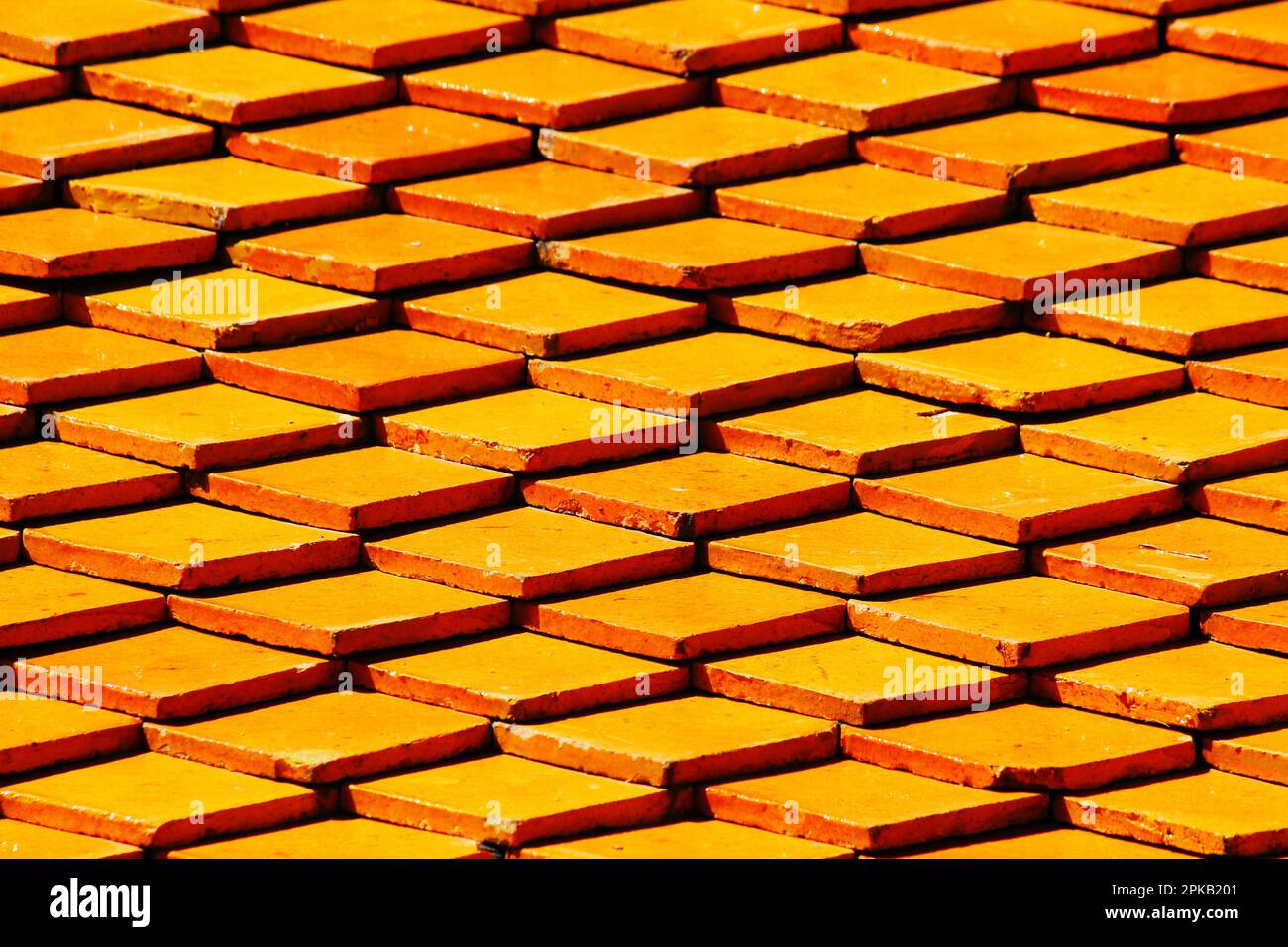 Pattern roof tiles of Wat Phrathat Doi Suthep or Thai temple at Chiangmai, Thailand. Textured of object. Stock Photo