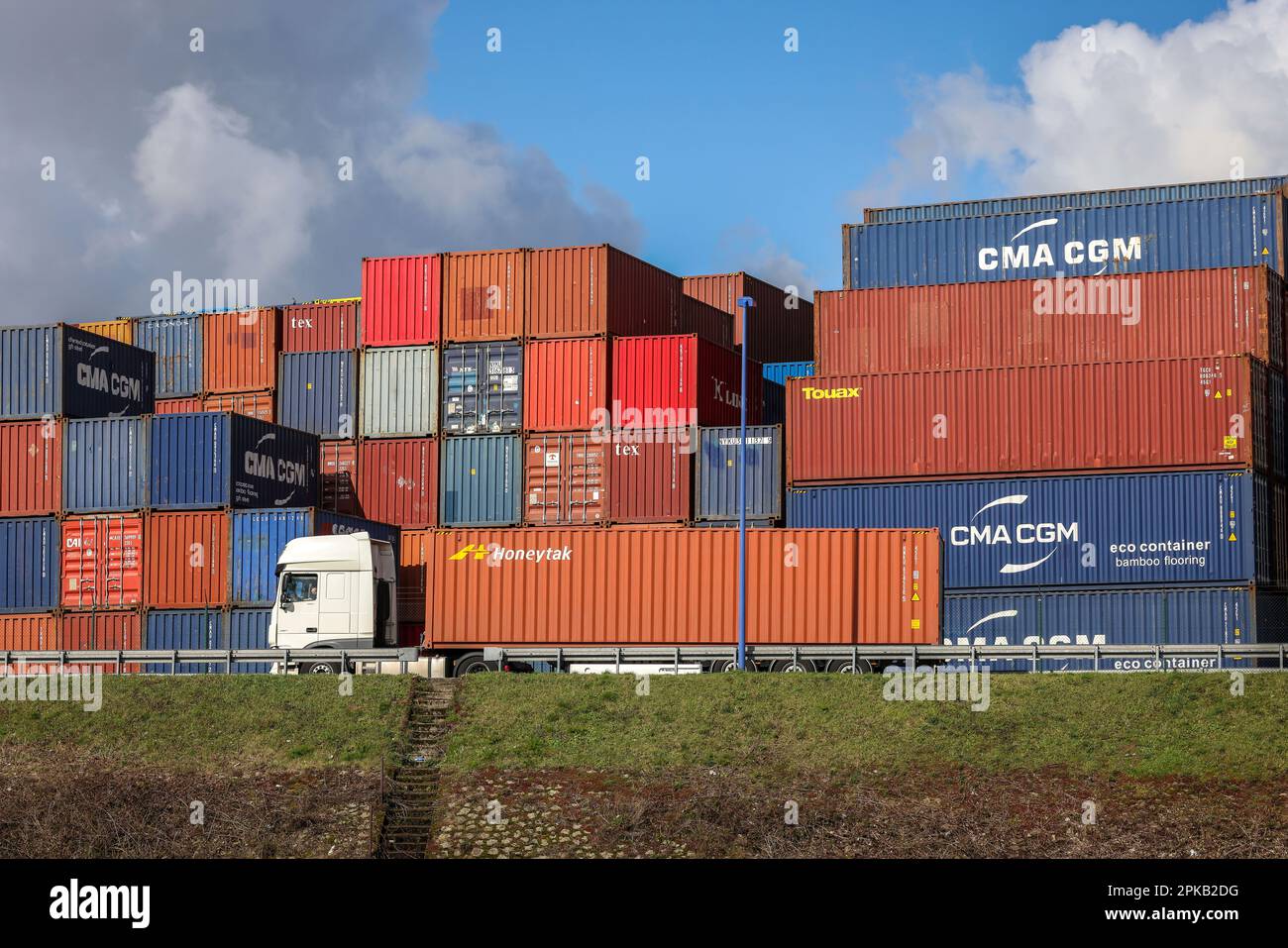 Duisburg, North RhineWestphalia, Germany Container in the Port of