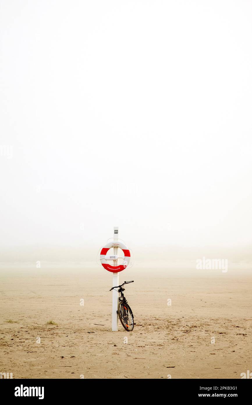 Lifebuoy, Fanö, island, landscape, summer, Wadden Sea, Denmark Stock ...