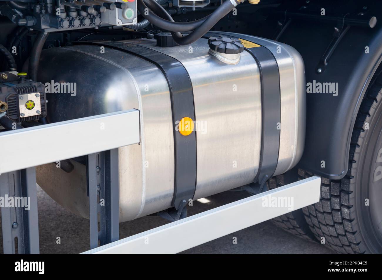 Stainless steel fuel tank at big truck hi-res stock photography and ...