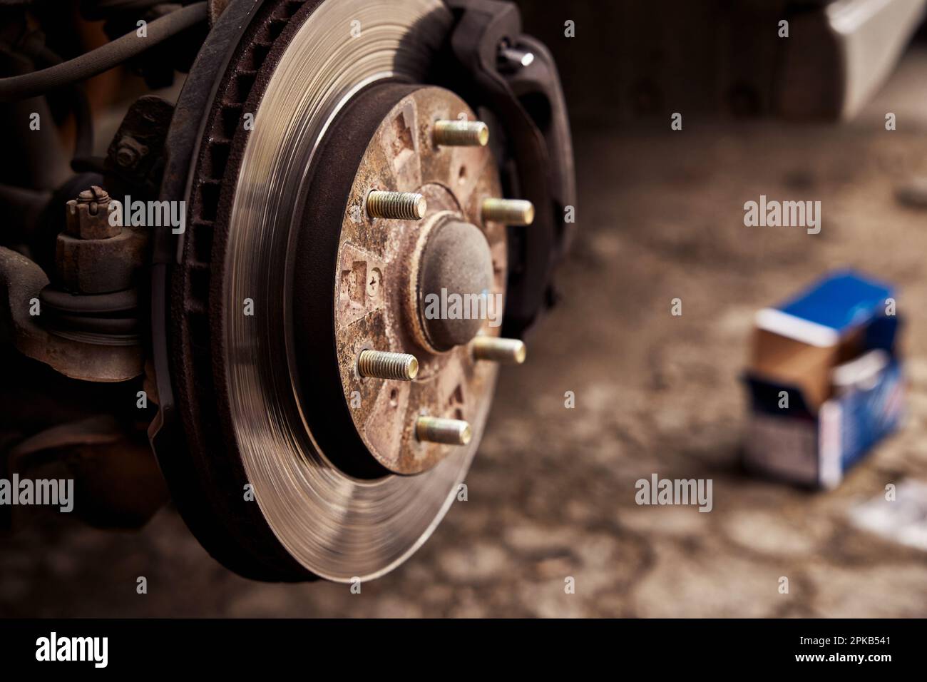 Rusty car brake rotor in automobile Stock Photo Alamy