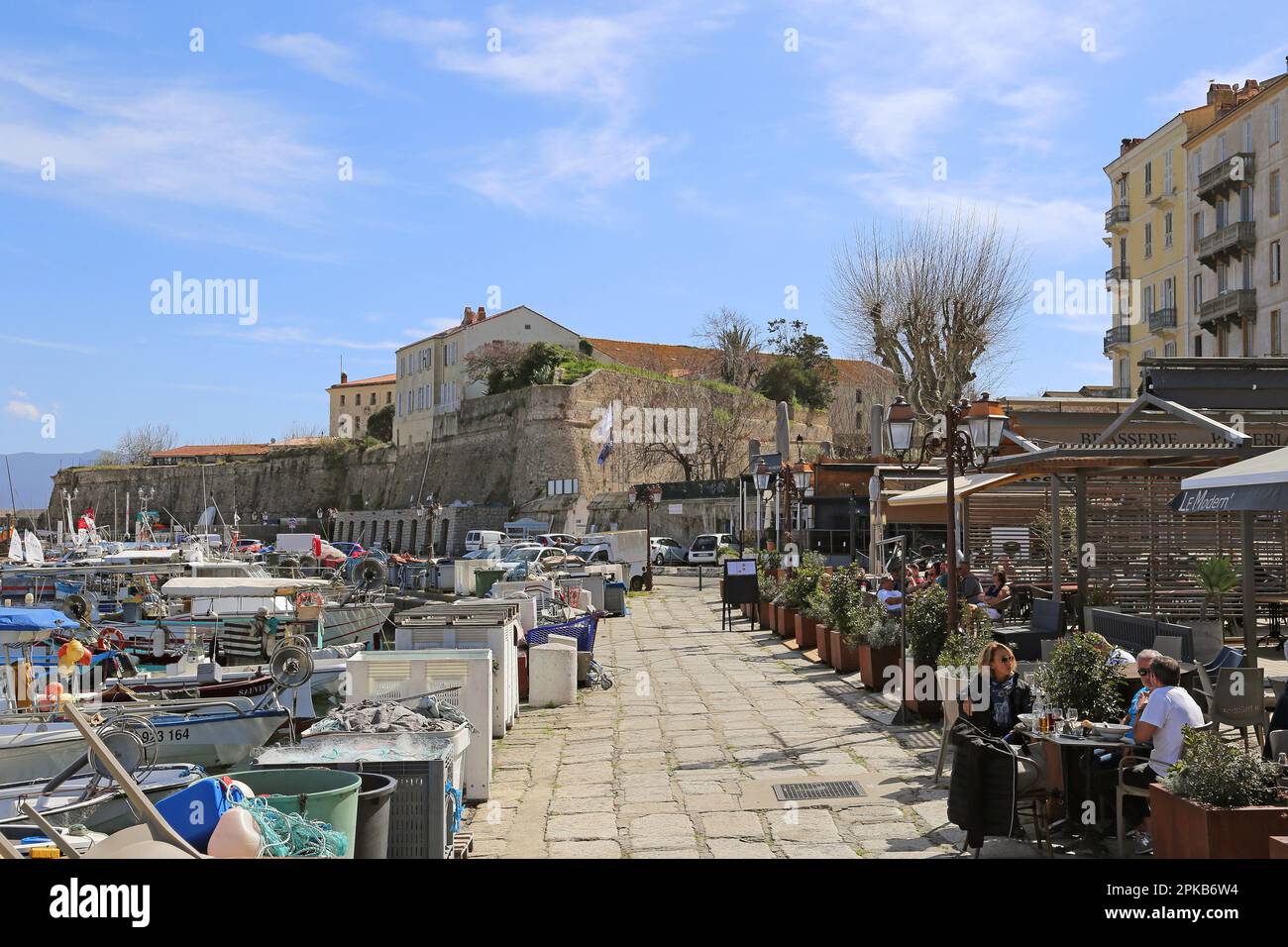 Quai Napoléon and Citadelle, Ajaccio, Corse-du-Sud, Corsica, France, Mediterranean Sea, Europe Stock Photo