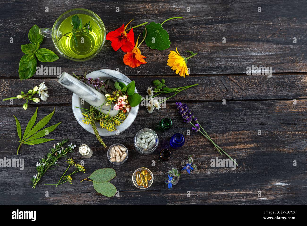 Use of plants and flowers in natural medicines Stock Photo Alamy