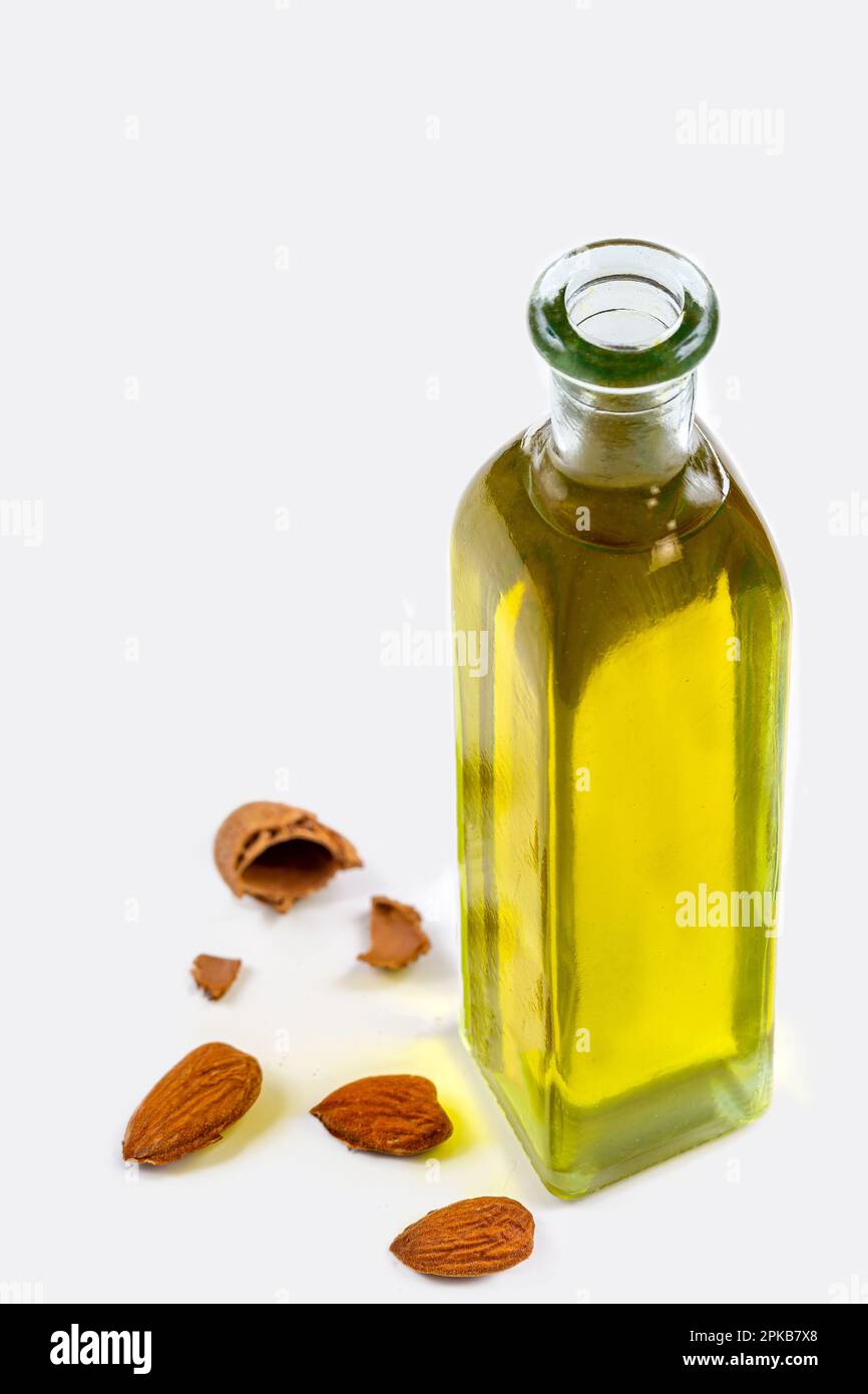 Bottle of almond oil Stock Photo Alamy
