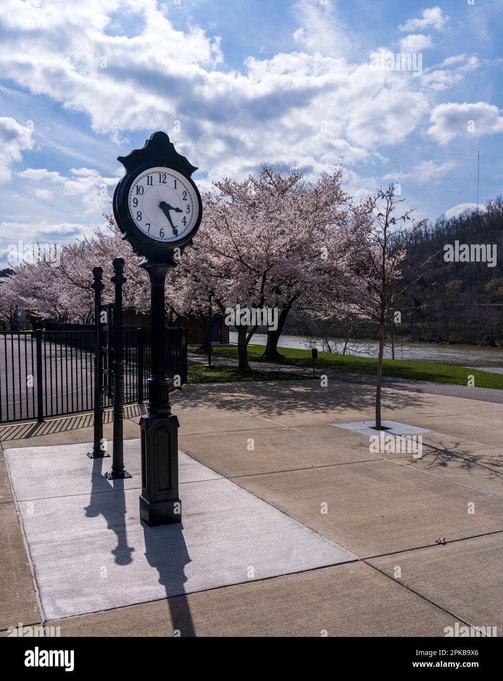Old fashioned clock by the walking and cycling trail in WV
