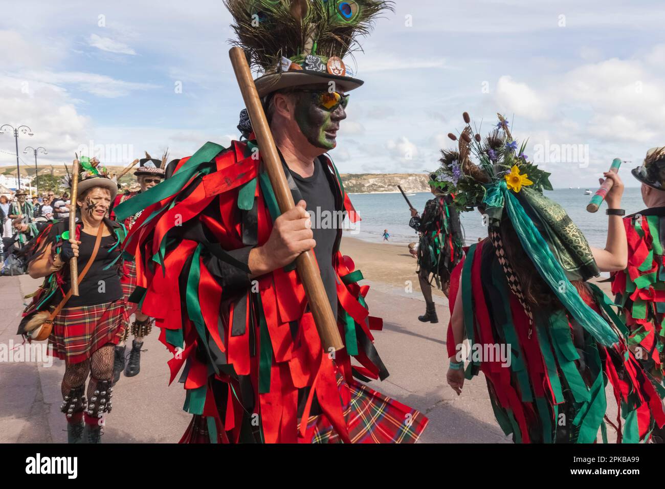 England, Dorset, Isle of Purbeck, Swanage, Swanage Annual Folk Festival, Morris Dancers Stock Photo