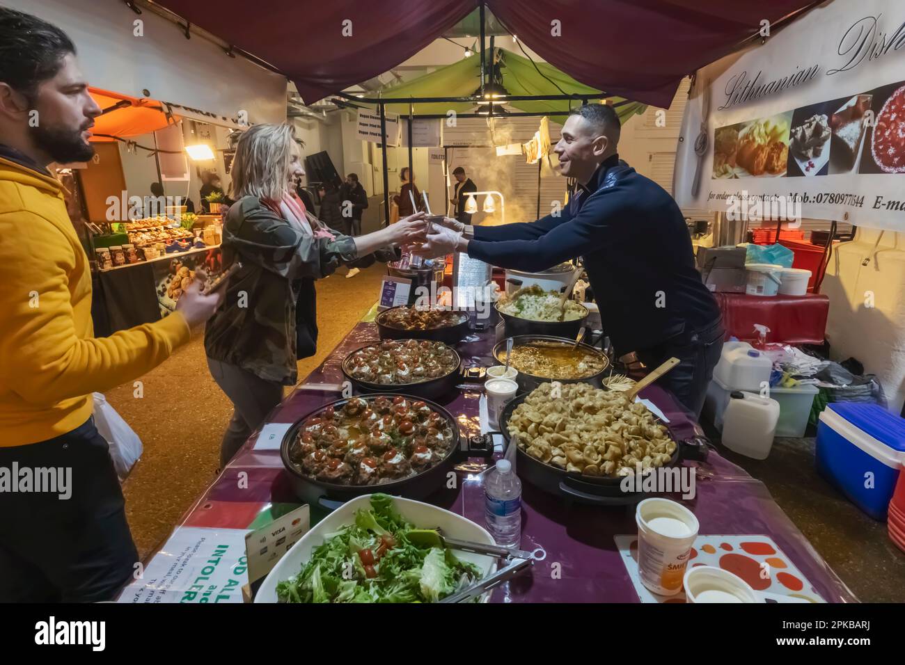 England, London, Spitalfields, Brick Lane, Market Food Stall Stock ...