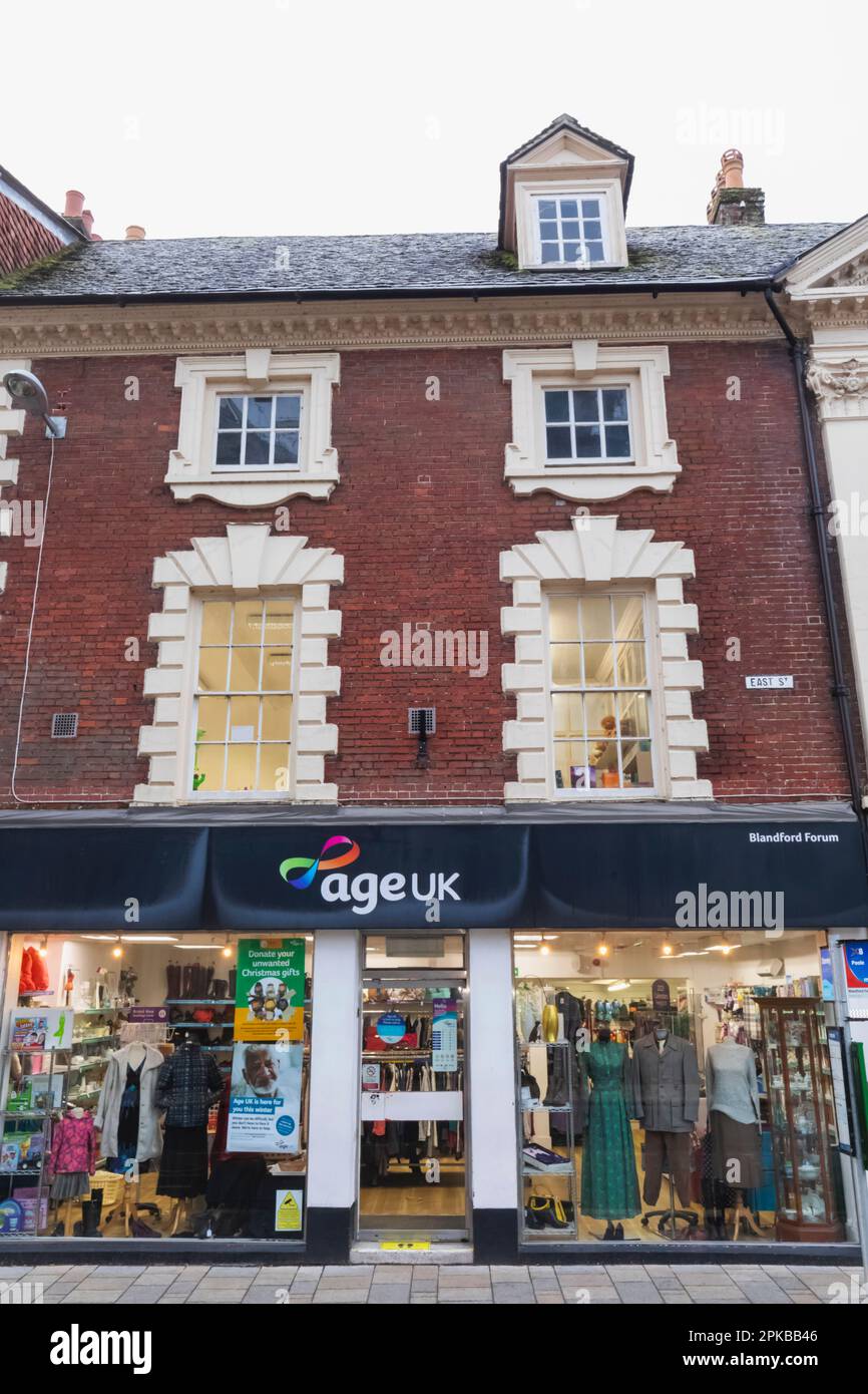 England, Dorset, Blandford Forum, Street Scene with Era Shop