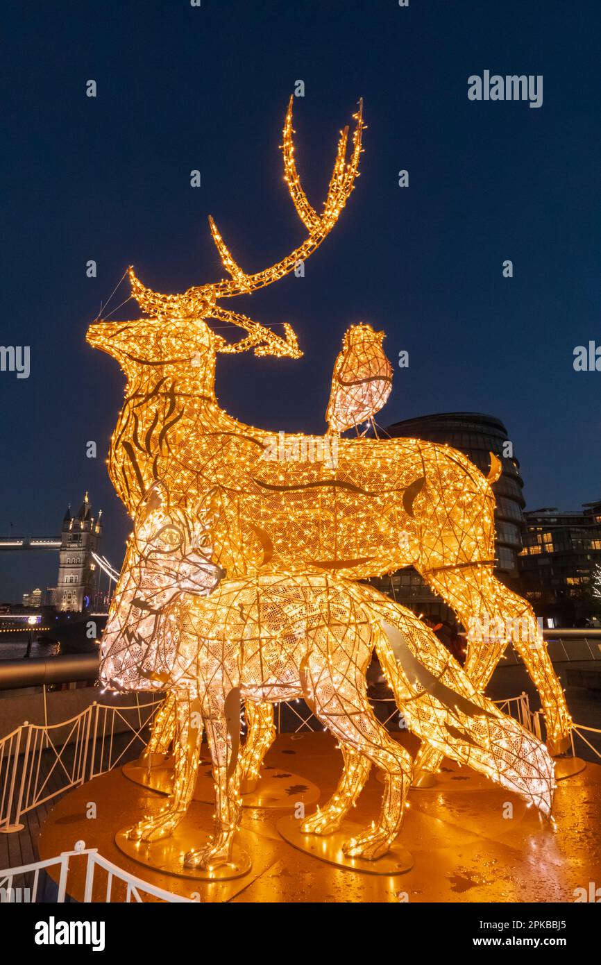 England, London, Southwark, More London Place, Christmas Decorations