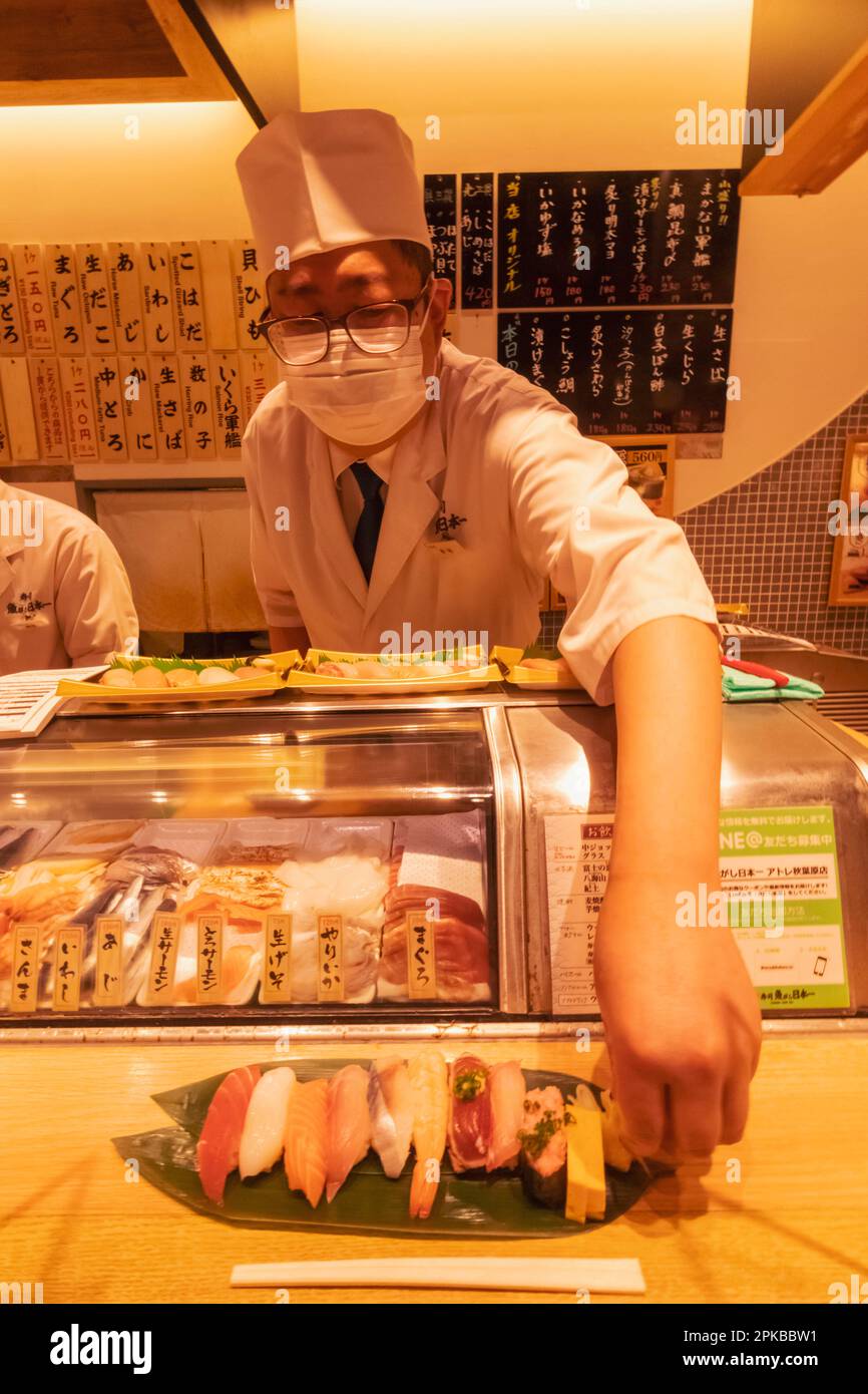 Japan, Honshu, Tokyo, Interior View of Sushi Restaurant Stock Photo
