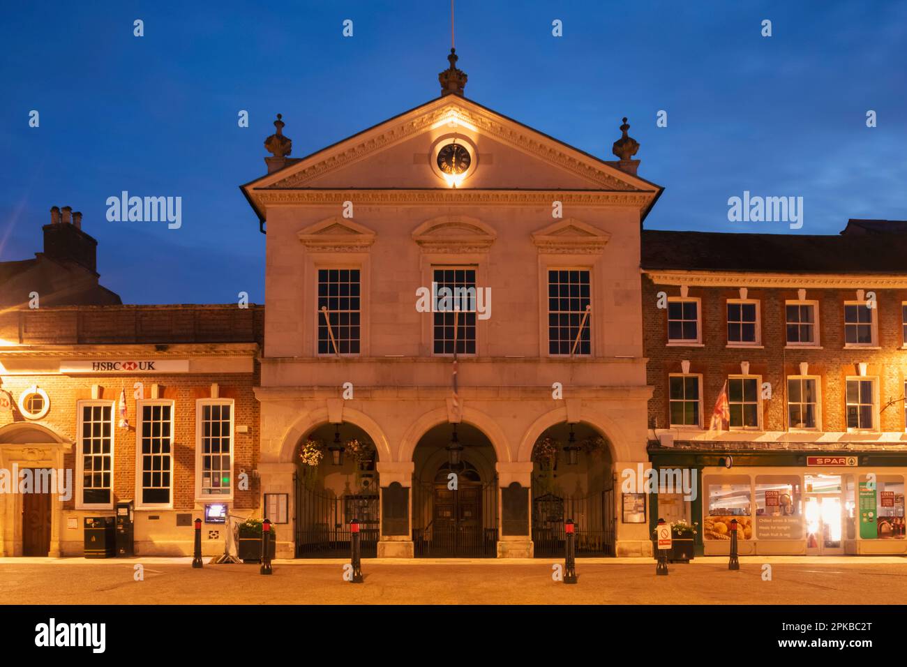 England, Dorset, Blandford Forum, Night View of The Corn Exchange Stock Photo Alamy