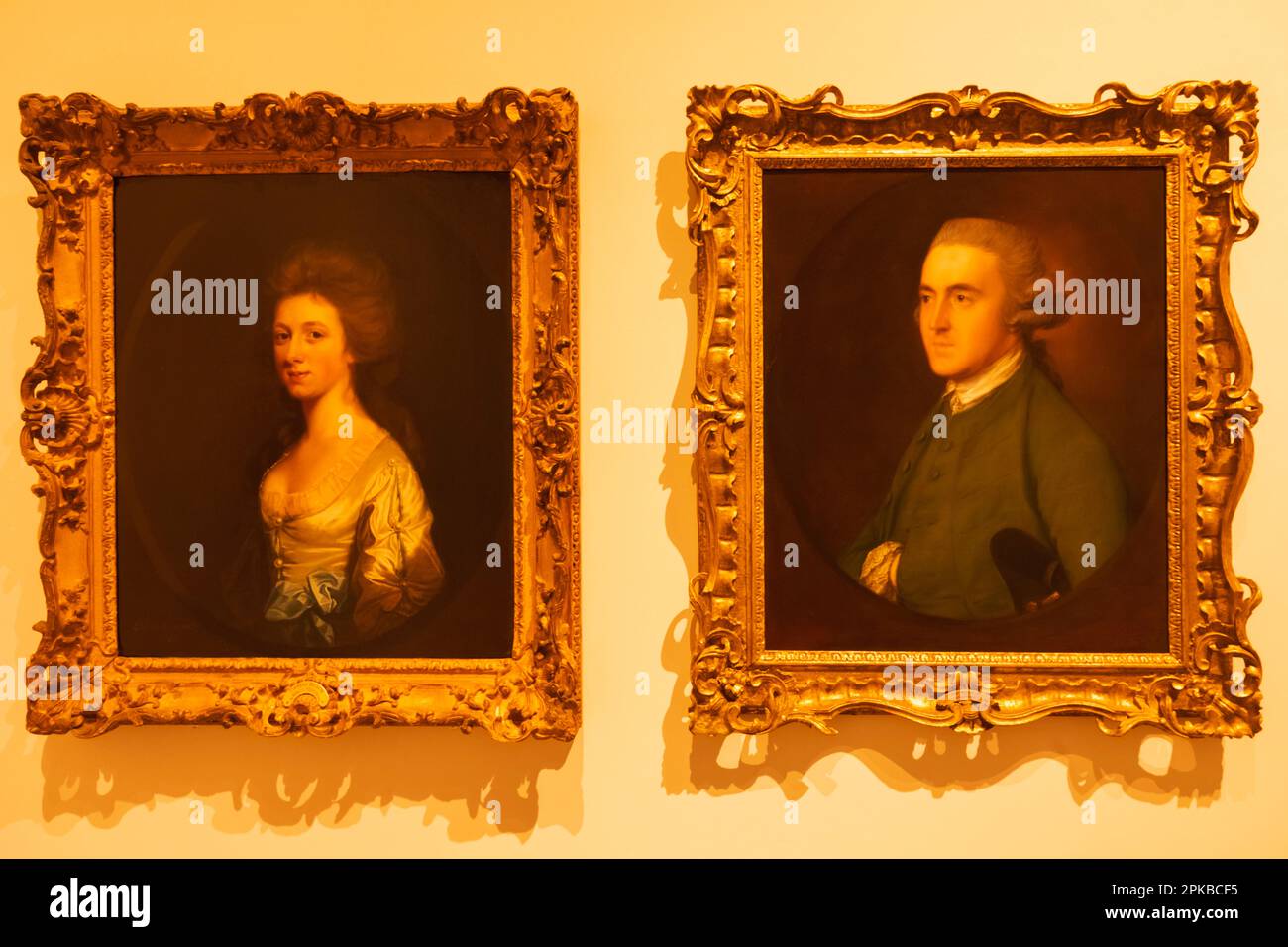 England, Dorset, Dorchester, Dorset Museum, Portrait of Rebecca Steward by Thomas Beach dated 1783 and John Bragg by Thomas Gainsborough dated 1767 Stock Photo