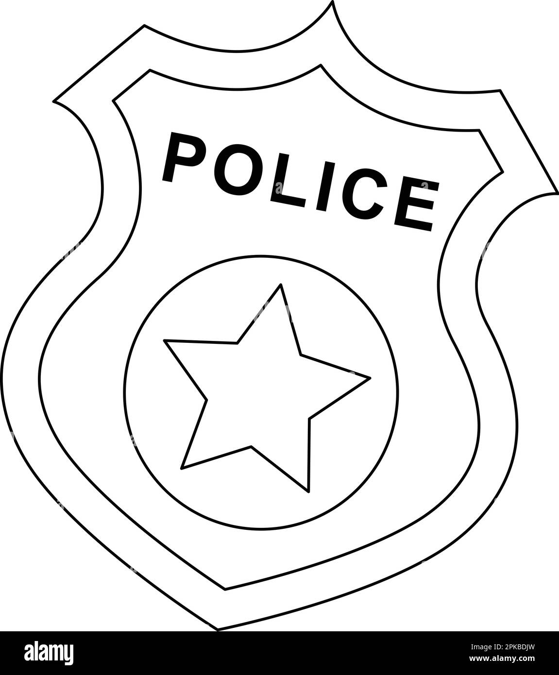 Police Badge Isolated Coloring Page for Kids Stock Vector Image & Art -  Alamy