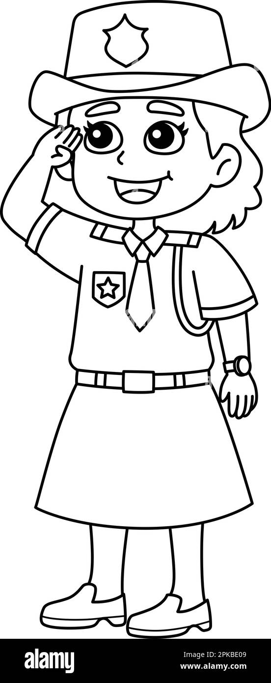 Police station isolated coloring page for kids Vector Image