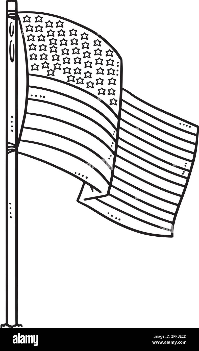 American Flag Isolated Coloring Page for Kids Stock Vector Image & Art