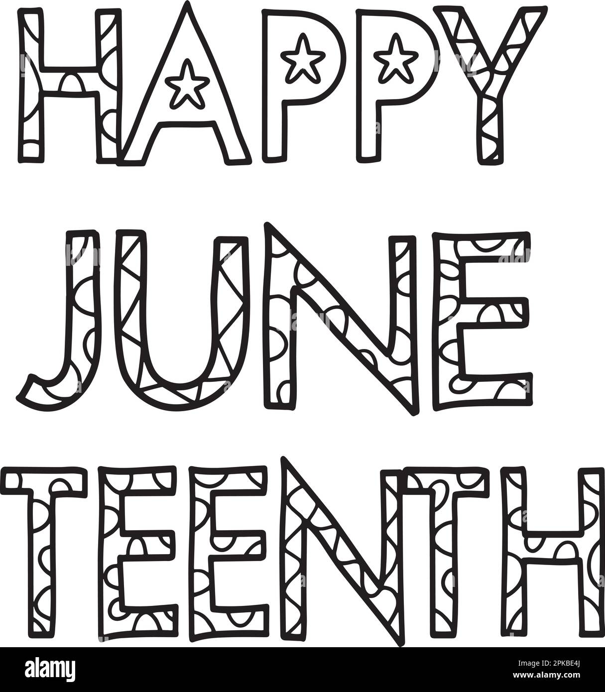 Happy Juneteenth Isolated Coloring Page for Kids Stock Vector Image