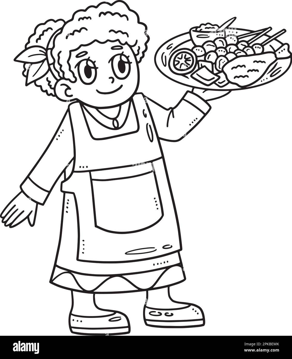 African American Holding Food Isolated Coloring Stock Vector Image ...