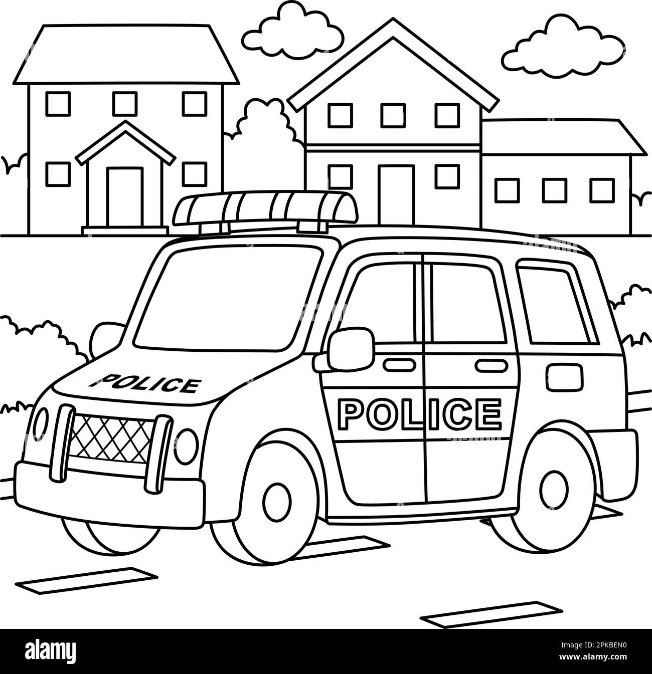 Police Car Coloring Page for Kids Stock Vector Image & Art - Alamy