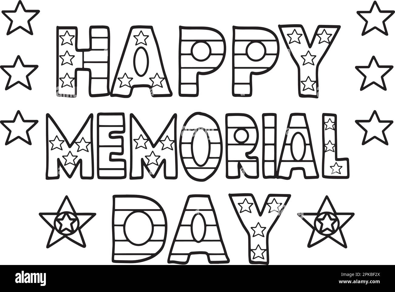 Memorial Day Isolated Coloring Page for Kids Stock Vector Image & Art
