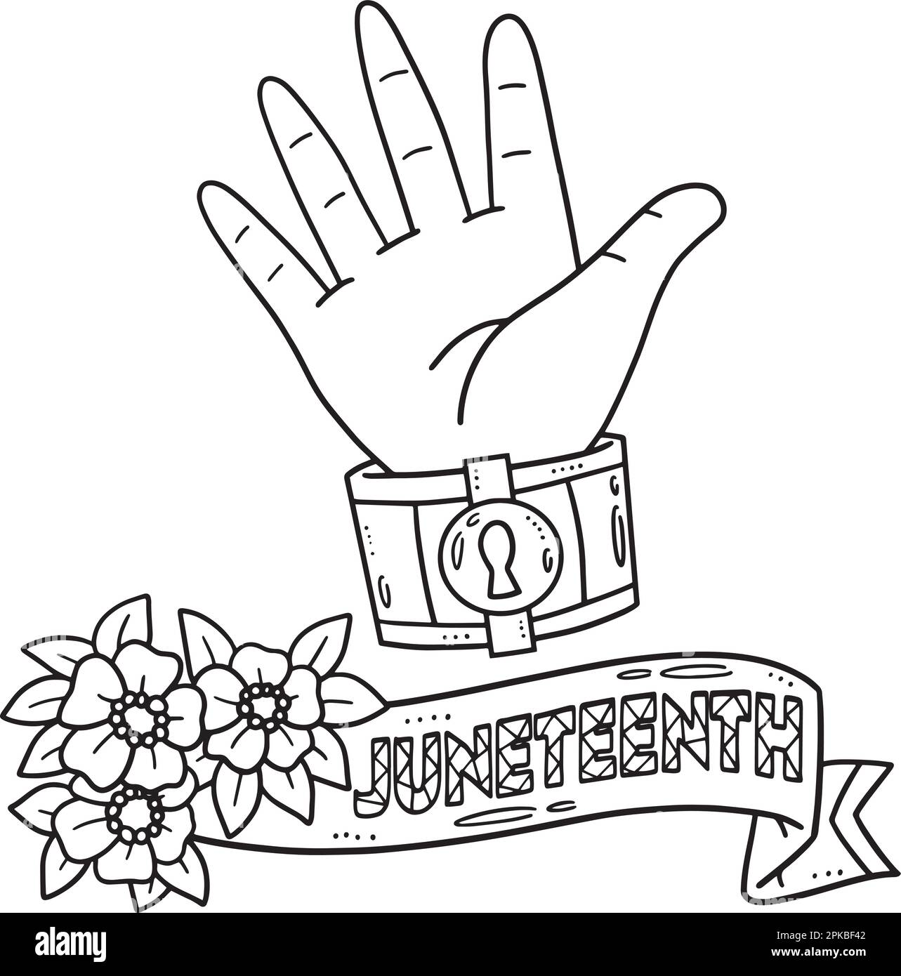 Hand with Broken Shackles Isolated Coloring Page Stock Vector