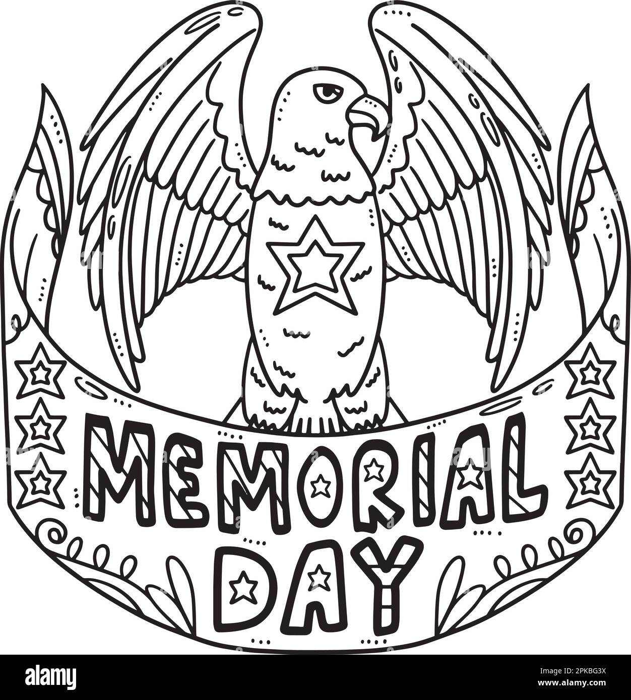 Memorial Day with Eagle Isolated Coloring Page Stock Vector Image & Art ...