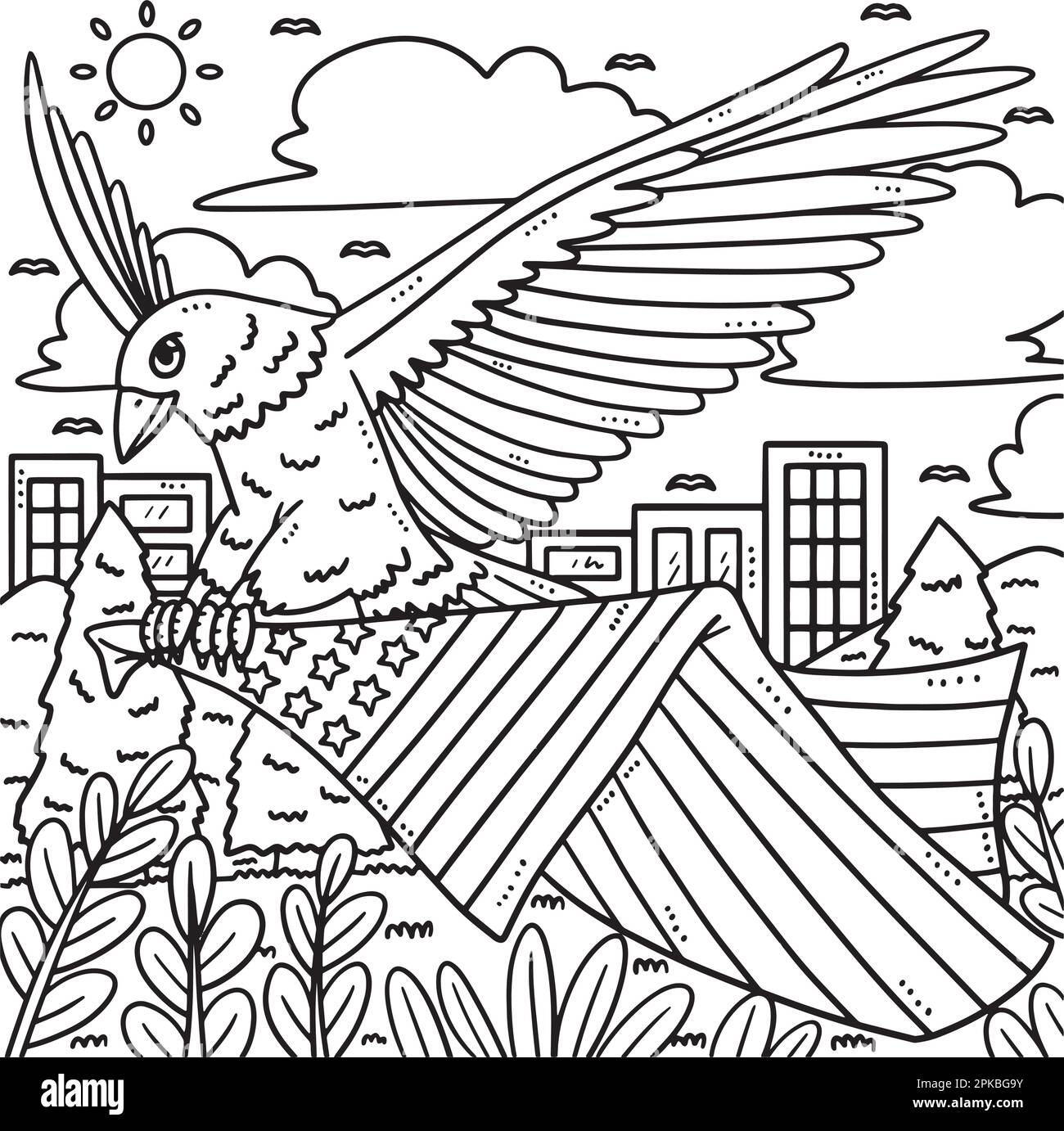 Memorial Day Eagle Carrying Flag Coloring Page Stock Vector Image & Art