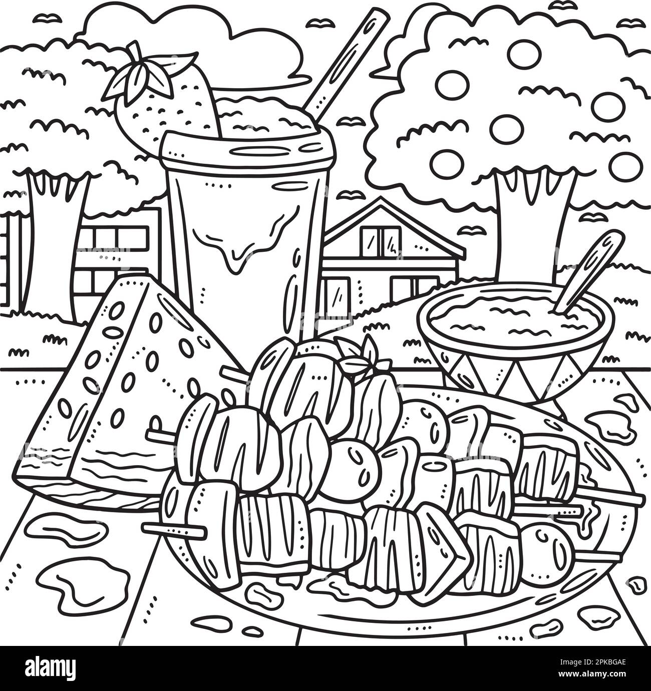 Juneteenth African American Food Coloring Page Stock Vector