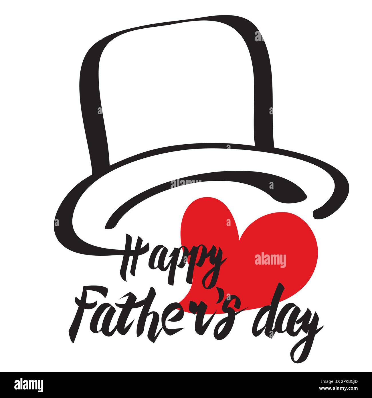 happy father's day card with hat and red heart, vector Stock Photo - Alamy