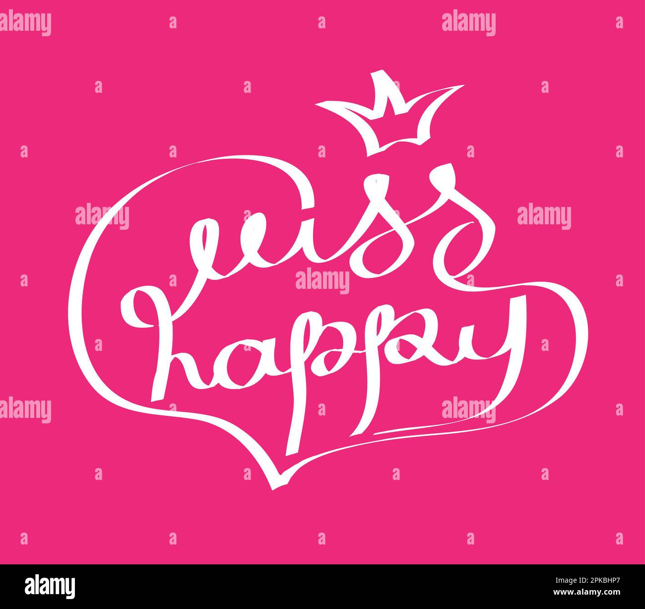 handwritten happy sign with a crown on a pink background Stock Photo ...