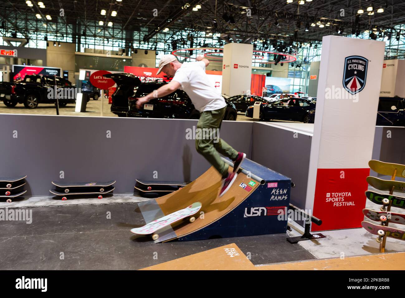 New York, NY, USA. 6th Apr, 2023. The New York International Auto Show opened for the press at the Jacob Javits Convention Center, and opens for the public on 7 April. Toyota's skateboard park. Credit: Ed Lefkowicz/Alamy Live News Stock Photo