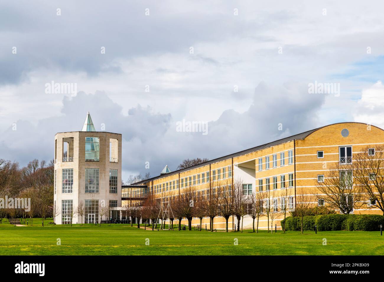 Exterior of the Moller Institute in the grounds of Churchill College, part of the University of Cambridge, east England Stock Photo