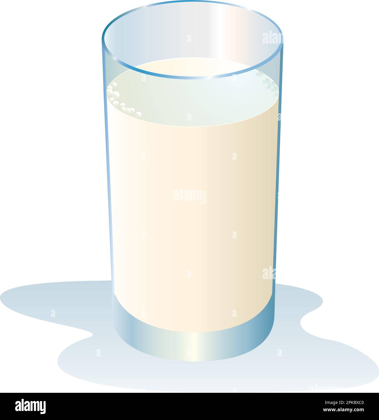 A photorealistic glass of cold milk, Full color all-vector editable isolated illustration. Stock Vector