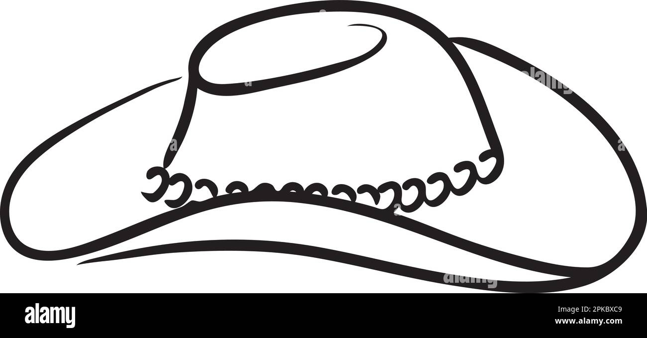 Australian or American Western-style Cowboy hat. 1/color vector editable isolated art, safe for laser cutting -signs. etc. Stock Vector