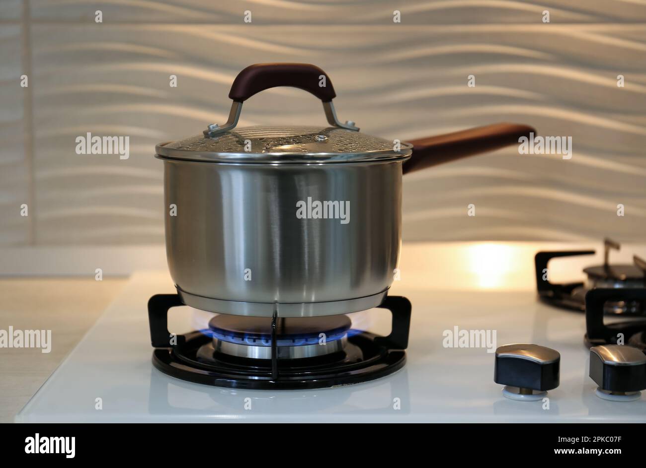 Cooking Pot on Top of Hot Stove Top Burner Stock Image - Image of home,  burner: 207244597