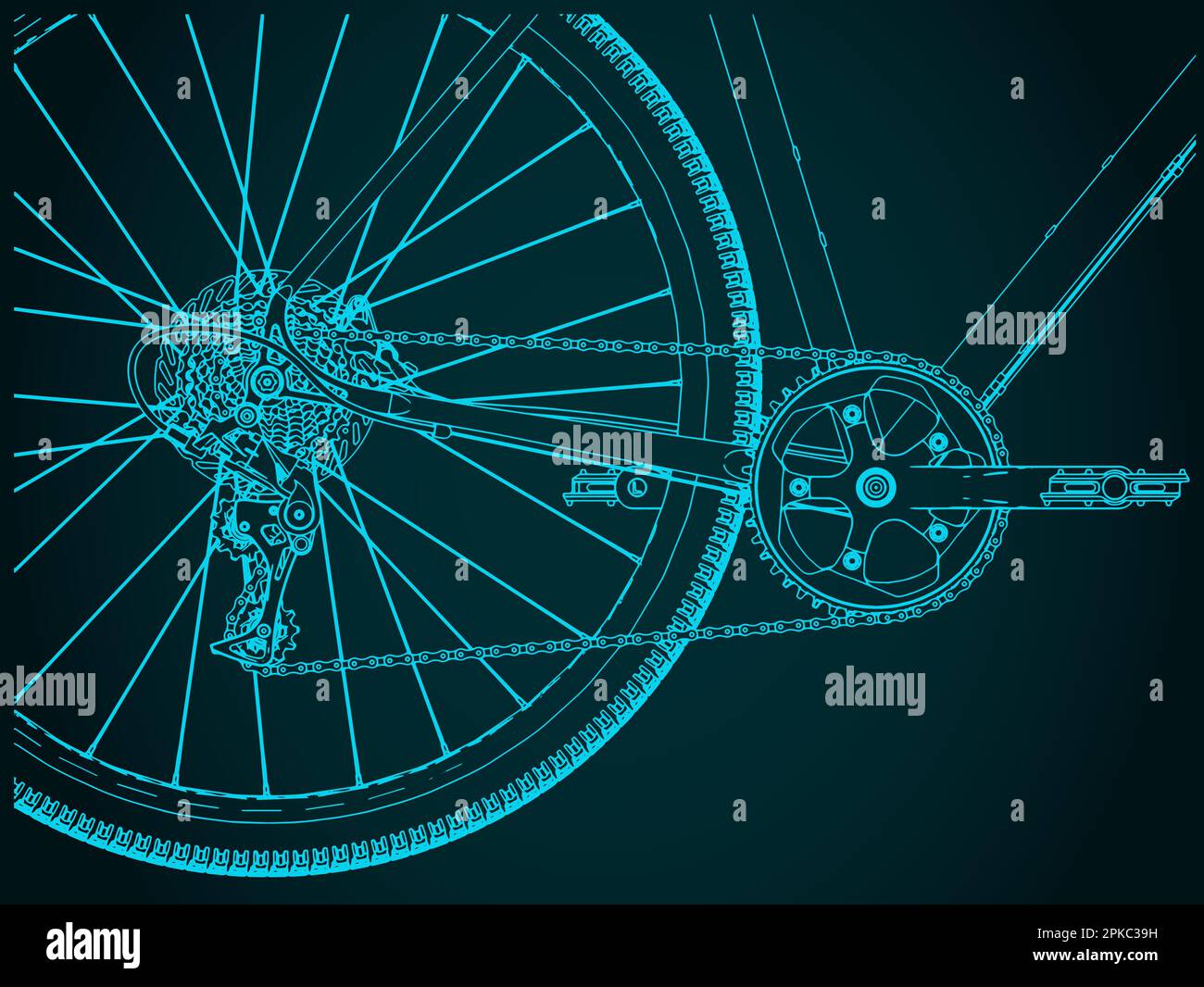 Stylized vector illustration of bicycle chain drive close up Stock
