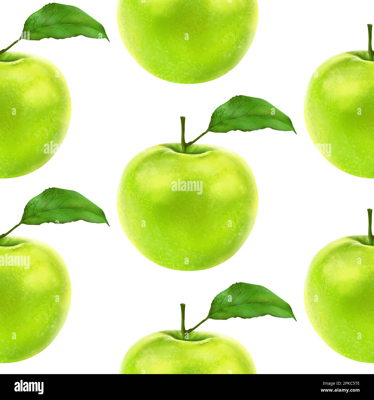 Illustration realism seamless pattern fruit apple green color on a ...
