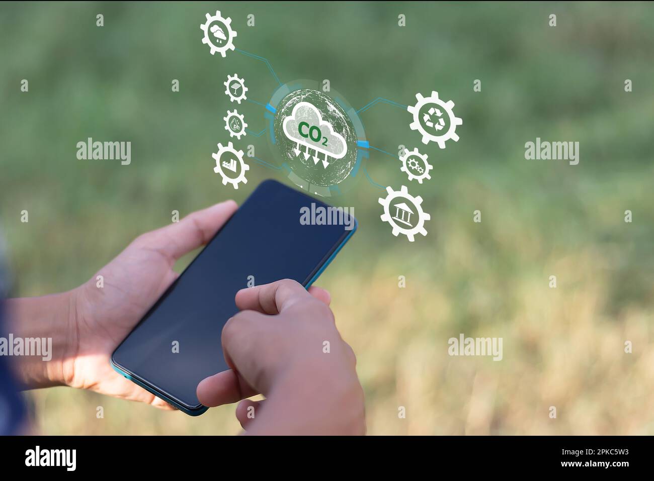 Concept of reducing carbon dioxide emissions in the atmosphere
