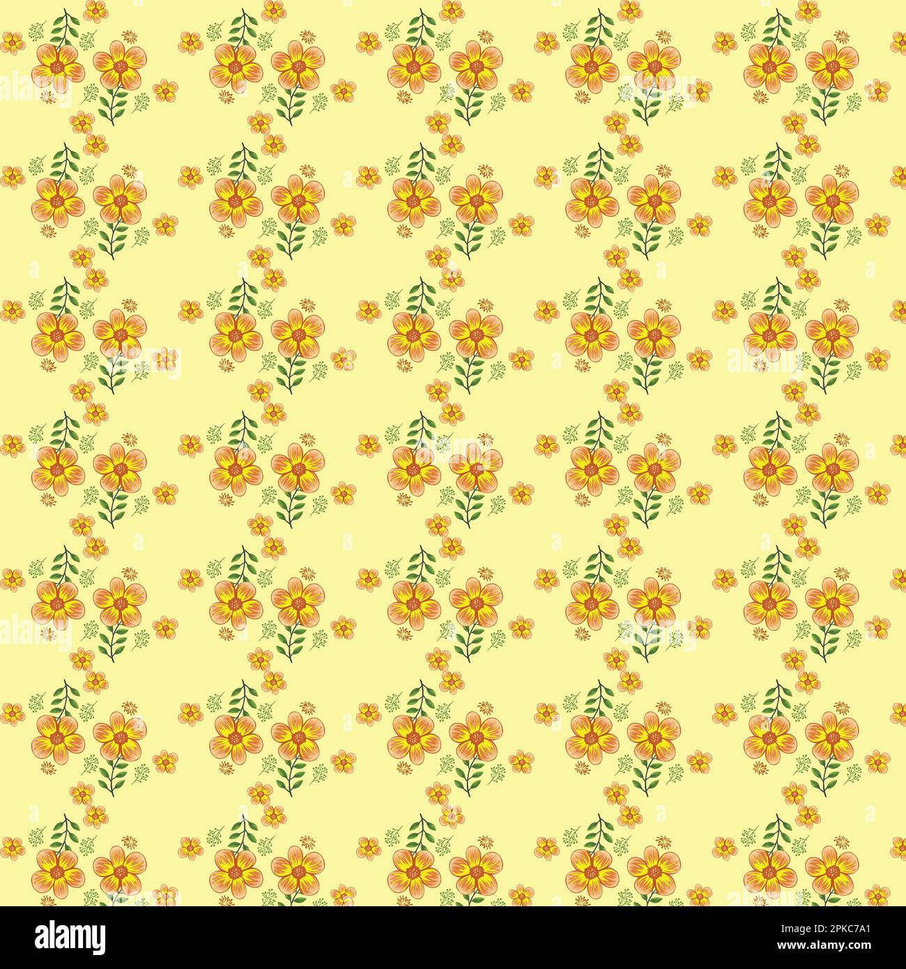 Yellow & Orange Green Flower Pattern Modern Cloth Design Stock Vector