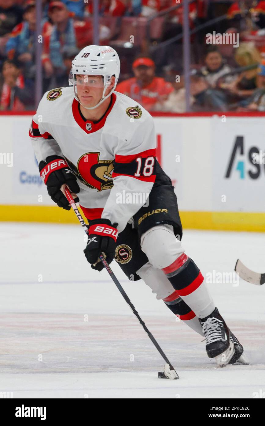 Ottawa Senators left wing Tim Stützle (18) skates with the puck during ...