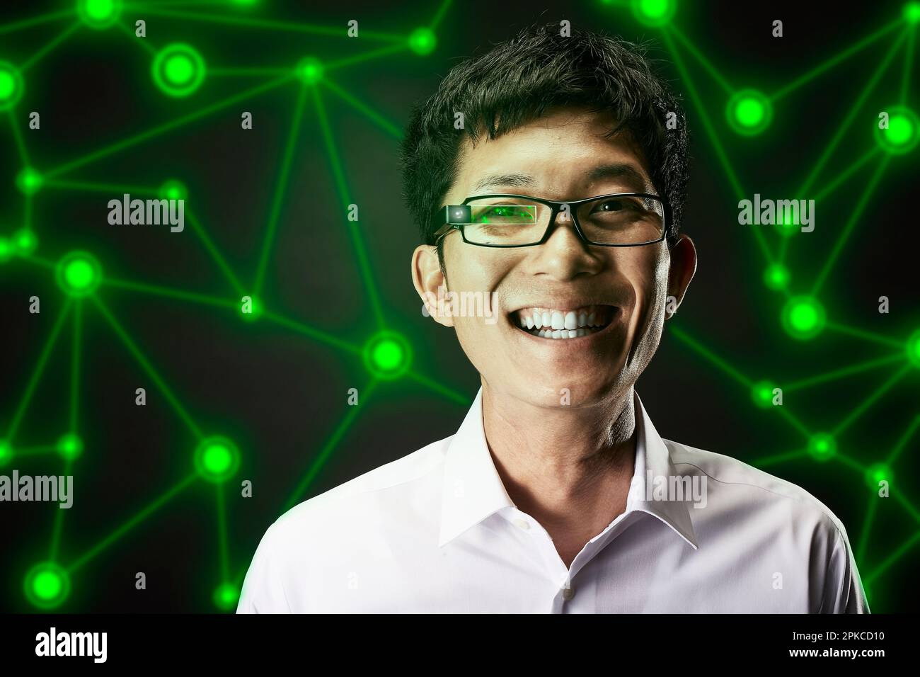 Man wearing Smart Glasses Stock Photo Alamy