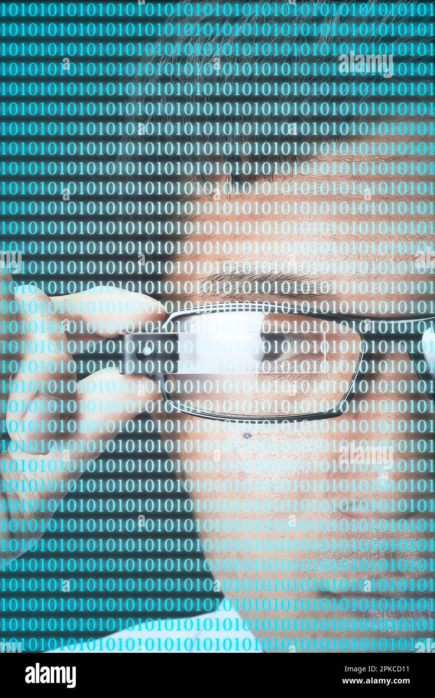 Man wearing Smart Glasses Stock Photo Alamy