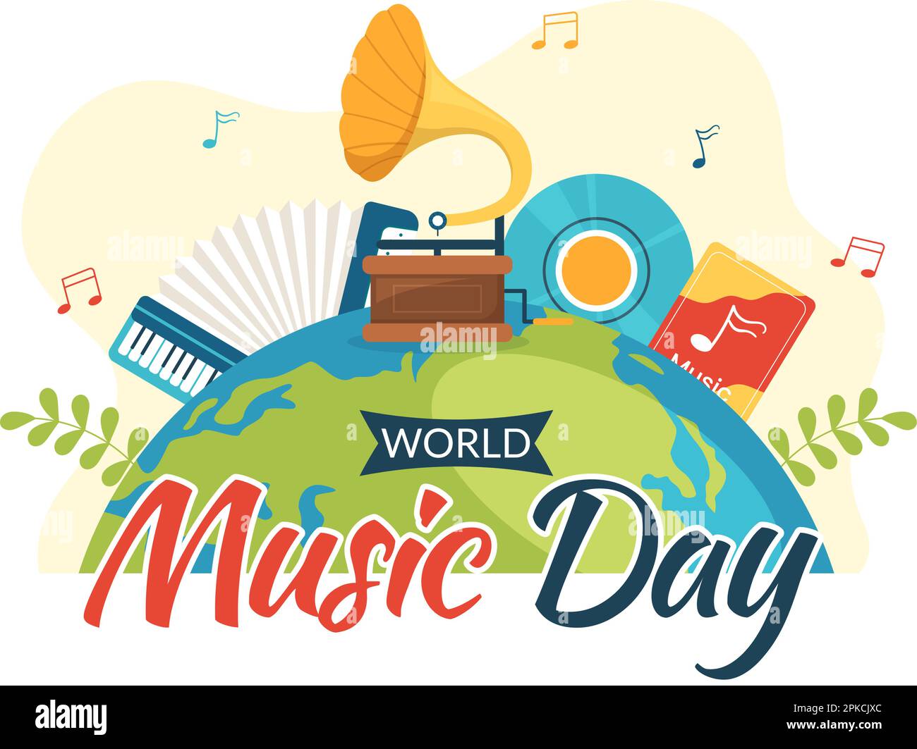World Music Day Illustration with Various Musical Instruments and Notes