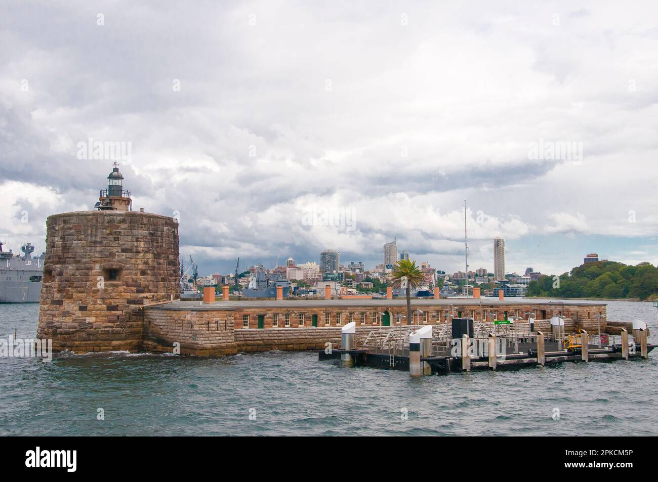 Fort Denison, part of the Sydney Harbour National Park, is a penal site and defensive facility occupying the small island of Pinchgut Stock Photo