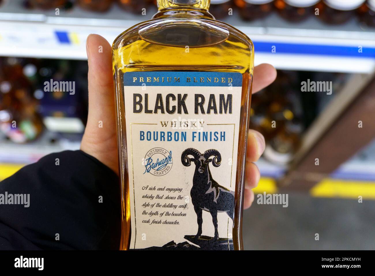 Tyumen, Russia-March 17, 2023: Whiskey brand Black Ram at supermarket shelf  Stock Photo - Alamy