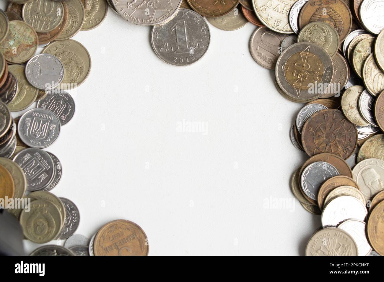 collection of coins from around the world at different times as a ...