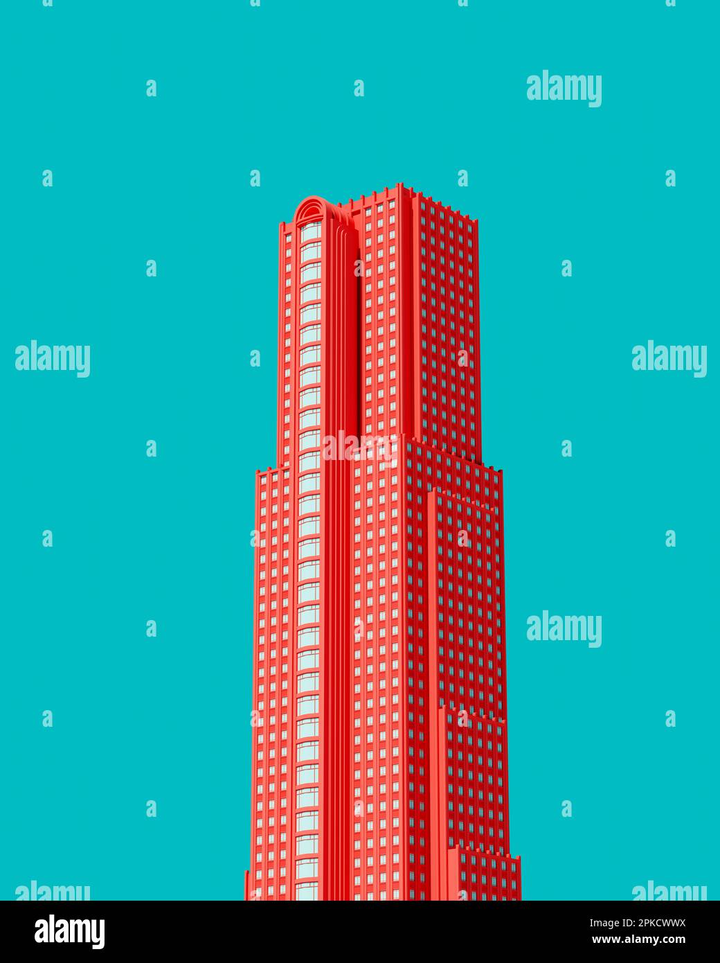 Art Deco Architecture 1920s Skyscraper Tower Building Salmon Pink