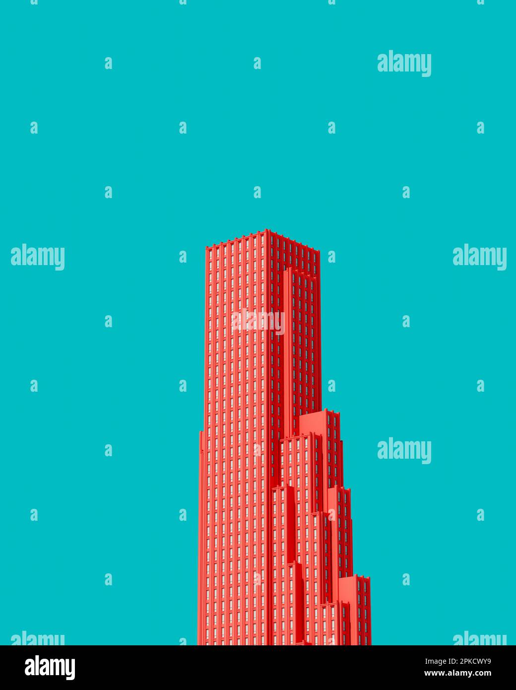 Art Deco Architecture 1920s Skyscraper Tower Building Salmon Pink